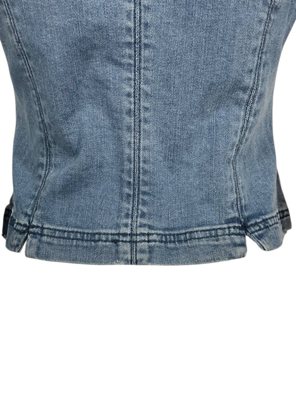 Free People Fitted Military Denim Jacket S Blue Cropped - Picture 14 of 16